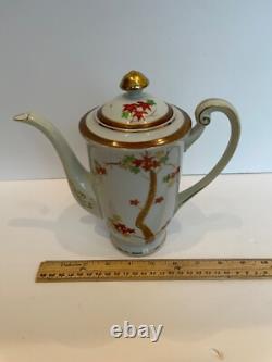 Vntge Occupied Japan Tea Pot Demitasse Tea St 6 Cups/Saucers HAND PAINTED
