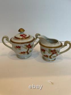 Vntge Occupied Japan Tea Pot Demitasse Tea St 6 Cups/Saucers HAND PAINTED