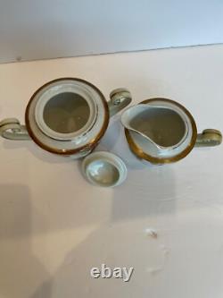 Vntge Occupied Japan Tea Pot Demitasse Tea St 6 Cups/Saucers HAND PAINTED