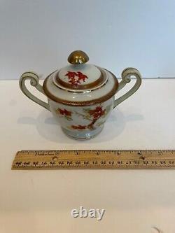 Vntge Occupied Japan Tea Pot Demitasse Tea St 6 Cups/Saucers HAND PAINTED