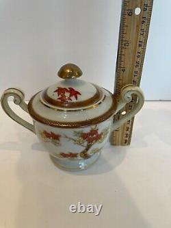 Vntge Occupied Japan Tea Pot Demitasse Tea St 6 Cups/Saucers HAND PAINTED