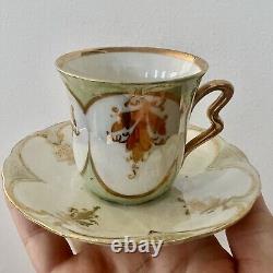 Vtg 15 PCs Germany Lusterware Coffee Tea Set Gold Leaf, Pot Creamer Sugar Cups