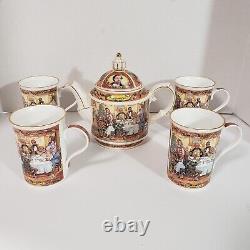 Vtg 1995 Sadler England Charles Dickens A Christmas Carol Teapot And 4 Mug Set