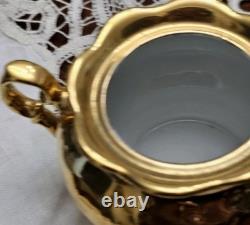 Vtg Bavarian Germany Gold Gildind 22k Painted 6 Piece Porcelain Tea Set 1950s