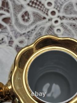 Vtg Bavarian Germany Gold Gildind 22k Painted 6 Piece Porcelain Tea Set 1950s