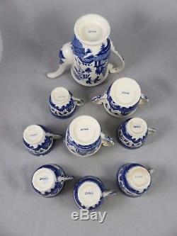 Vtg Blue Willow Coffee Tea Pot Set Creamer / Sugar / (6) Cups Japan