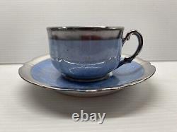 Vtg Dekor RW Bavaria Feinsilber Blue Silver Porcelain 18 Pc. Tea Service Set