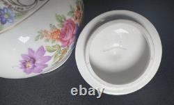 Vtg Dresden Porcelain Teapot, Creamer & Sugar Bowl Set Gold Trim