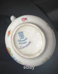 Vtg Dresden Porcelain Teapot, Creamer & Sugar Bowl Set Gold Trim