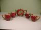 Vtg Franciscan Apple Shape Set Red Teapot With 4 Mugs Portugal Mint Condition
