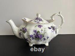 Vtg HAMMERSLEY VICTORIAN VIOLETS TEA SET 18 PCS. TEAPOT CAKE PLATE TEACUP SUGAR