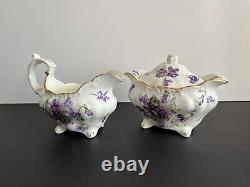 Vtg HAMMERSLEY VICTORIAN VIOLETS TEA SET 18 PCS. TEAPOT CAKE PLATE TEACUP SUGAR