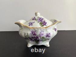 Vtg HAMMERSLEY VICTORIAN VIOLETS TEA SET 18 PCS. TEAPOT CAKE PLATE TEACUP SUGAR