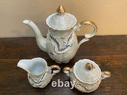 Vtg Luster Dragon Japan Tea Set 5 Cups & Saucers, 6 Plates, Tea Pot Creamer Sugar