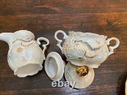 Vtg Luster Dragon Japan Tea Set 5 Cups & Saucers, 6 Plates, Tea Pot Creamer Sugar