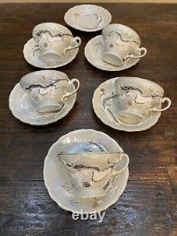 Vtg Luster Dragon Japan Tea Set 5 Cups & Saucers, 6 Plates, Tea Pot Creamer Sugar