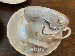 Vtg Luster Dragon Japan Tea Set 5 Cups & Saucers, 6 Plates, Tea Pot Creamer Sugar