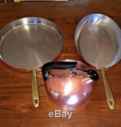 Vtg PAUL REVERE Signature 1801 COPPER Pan Pot Skillet +Tea Kettle 9 Piece Set