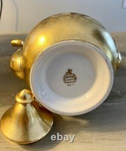 Vtg. Porcelain Pickard Gold Rose Daisy Flower Pattern Demitasse Tea Pot & Cups