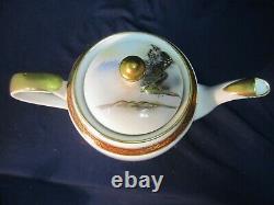 Vtg Porcelain Tea Set Lithophane Geisha 15 Piece Teapot Sugar Cream Cups Saucer