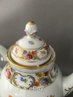 Vtg Schumann Arzberg Empress Dresden Flowers Teapot Creamer Sugar Bowl Set