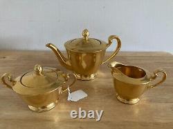Vtg Tiffany & Co. Hand painted 22K Gold Porcelain Teapot Set of 3 USA