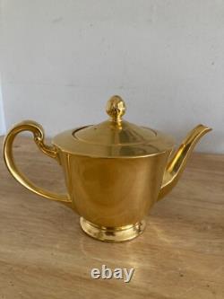 Vtg Tiffany & Co. Hand painted 22K Gold Porcelain Teapot Set of 3 USA
