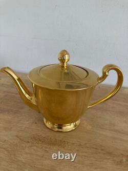 Vtg Tiffany & Co. Hand painted 22K Gold Porcelain Teapot Set of 3 USA