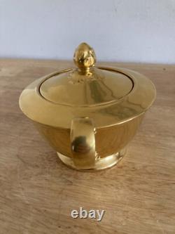 Vtg Tiffany & Co. Hand painted 22K Gold Porcelain Teapot Set of 3 USA