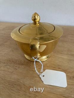 Vtg Tiffany & Co. Hand painted 22K Gold Porcelain Teapot Set of 3 USA