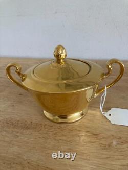 Vtg Tiffany & Co. Hand painted 22K Gold Porcelain Teapot Set of 3 USA