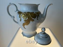 WALBRZYCH POLAND GOLD LEAF 9 Teapot With Lid & 4 Matching Cups And 4 Saucers