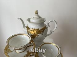 WALBRZYCH POLAND GOLD LEAF 9 Teapot With Lid & 4 Matching Cups And 4 Saucers