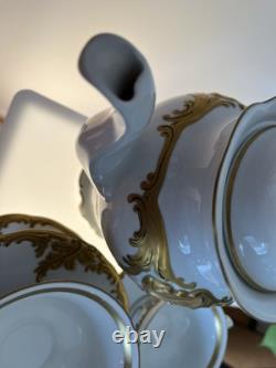 WALBRZYCH POLAND GOLD LEAF 9 Teapot With Lid & 4 Matching Cups And 4 Saucers