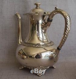 WILCOX Silverplate BEVERLY MANOR TEA SET TEAPOT, SUGAR & CREAMER No. 7062