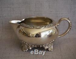 WILCOX Silverplate BEVERLY MANOR TEA SET TEAPOT, SUGAR & CREAMER No. 7062