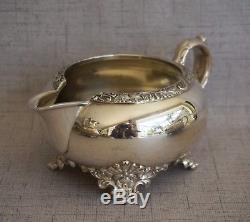 WILCOX Silverplate BEVERLY MANOR TEA SET TEAPOT, SUGAR & CREAMER No. 7062