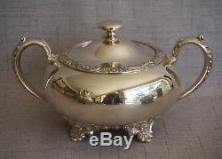 WILCOX Silverplate BEVERLY MANOR TEA SET TEAPOT, SUGAR & CREAMER No. 7062