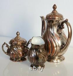 WMF GERMANY Vintage Tea Set 3pcs Teapot Creamer & Sugar Bowl TRI-Color