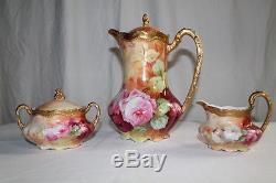 WOW! Coronet Limoges Tea / Chocolate Pot with Matching Sugar & Creamer Set