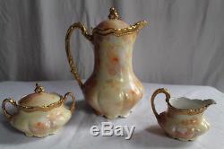 WOW! Coronet Limoges Tea / Chocolate Pot with Matching Sugar & Creamer Set