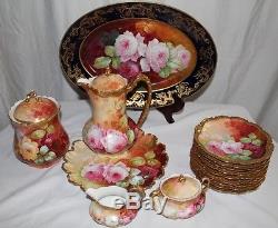 WOW! Coronet Limoges Tea / Chocolate Pot with Matching Sugar & Creamer Set