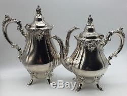 Wallace Baroque Silver Plate Coffee Tea Serving 5pc Set Serving Tray 281/282/283