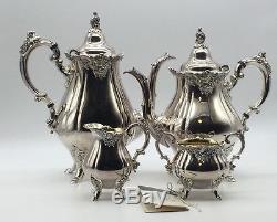 Wallace Baroque Silver Plate Coffee Tea Serving 5pc Set Serving Tray 281/282/283