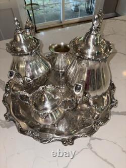 Wallace Baroque Silverplate 281-284 & 1116, Coffee pot Tea Pot Cream & Sugar Set