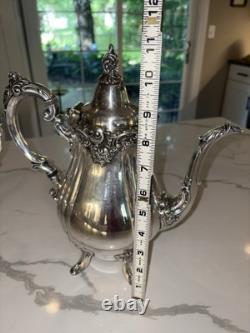 Wallace Baroque Silverplate 281-284 & 1116, Coffee pot Tea Pot Cream & Sugar Set
