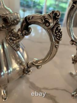 Wallace Baroque Silverplate 281-284 & 1116, Coffee pot Tea Pot Cream & Sugar Set