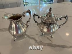 Wallace Baroque Silverplate 281-284 & 1116, Coffee pot Tea Pot Cream & Sugar Set