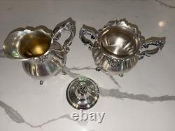 Wallace Baroque Silverplate 281-284 & 1116, Coffee pot Tea Pot Cream & Sugar Set