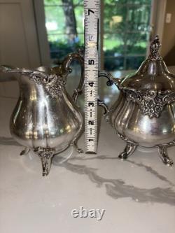 Wallace Baroque Silverplate 281-284 & 1116, Coffee pot Tea Pot Cream & Sugar Set